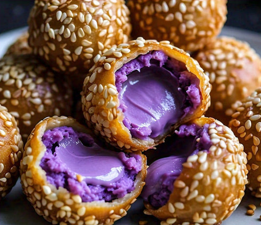 Ube Filled Buchi - Sesame Rice Balls